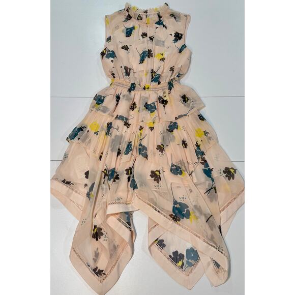 Self-Portrait Graphic Print Floral Dress Blush Pink NEW Size 6 - Picture 7 of 12